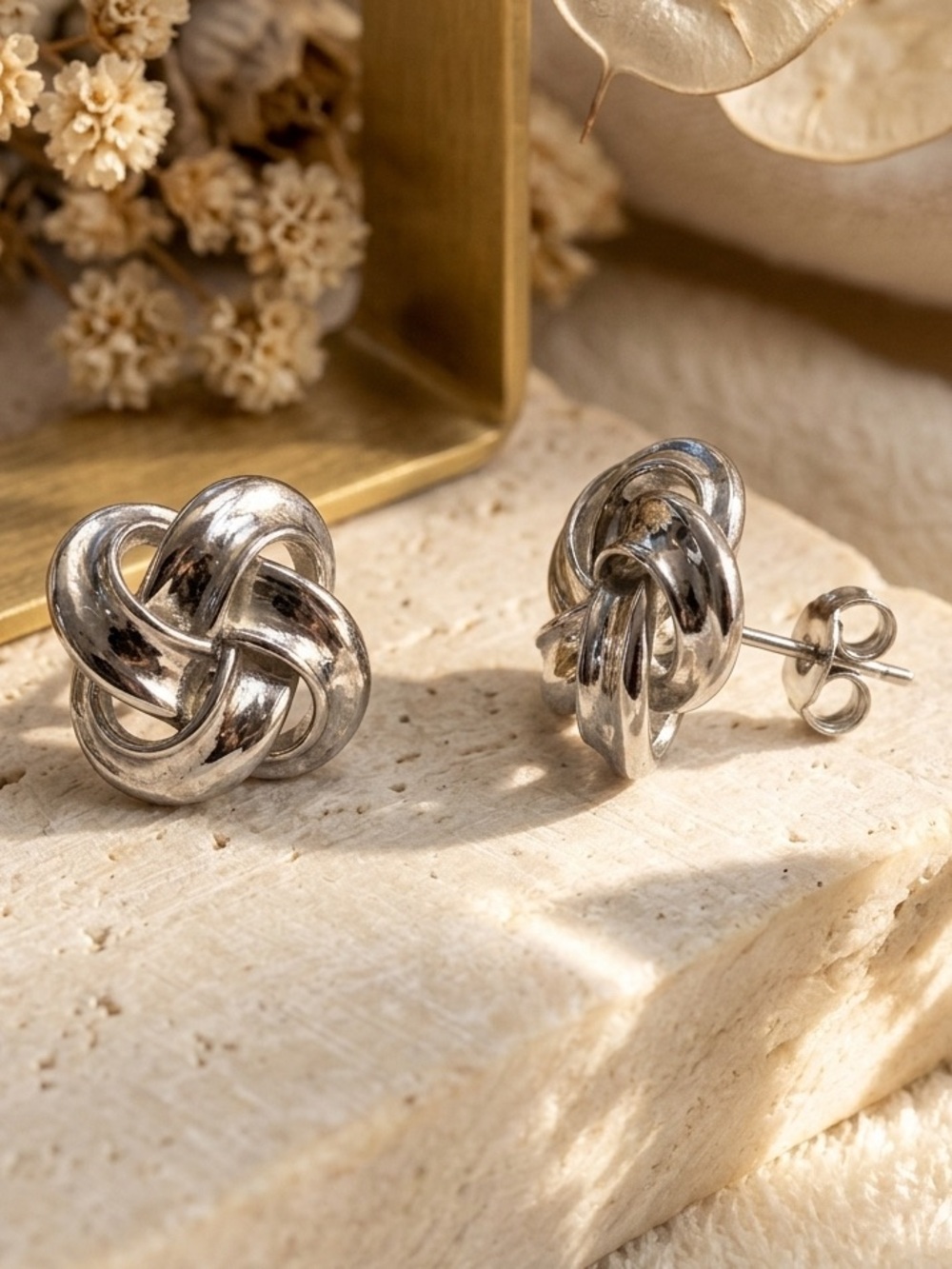 Elegant Silver Knot Earrings